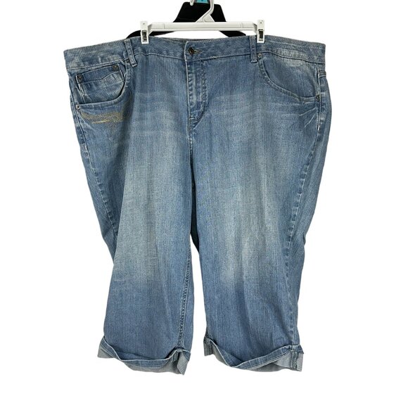 Gitano Womens Capri Jeans Plus Size 26 Embroidered Feather Pocket Denim - Picture 1 of 6